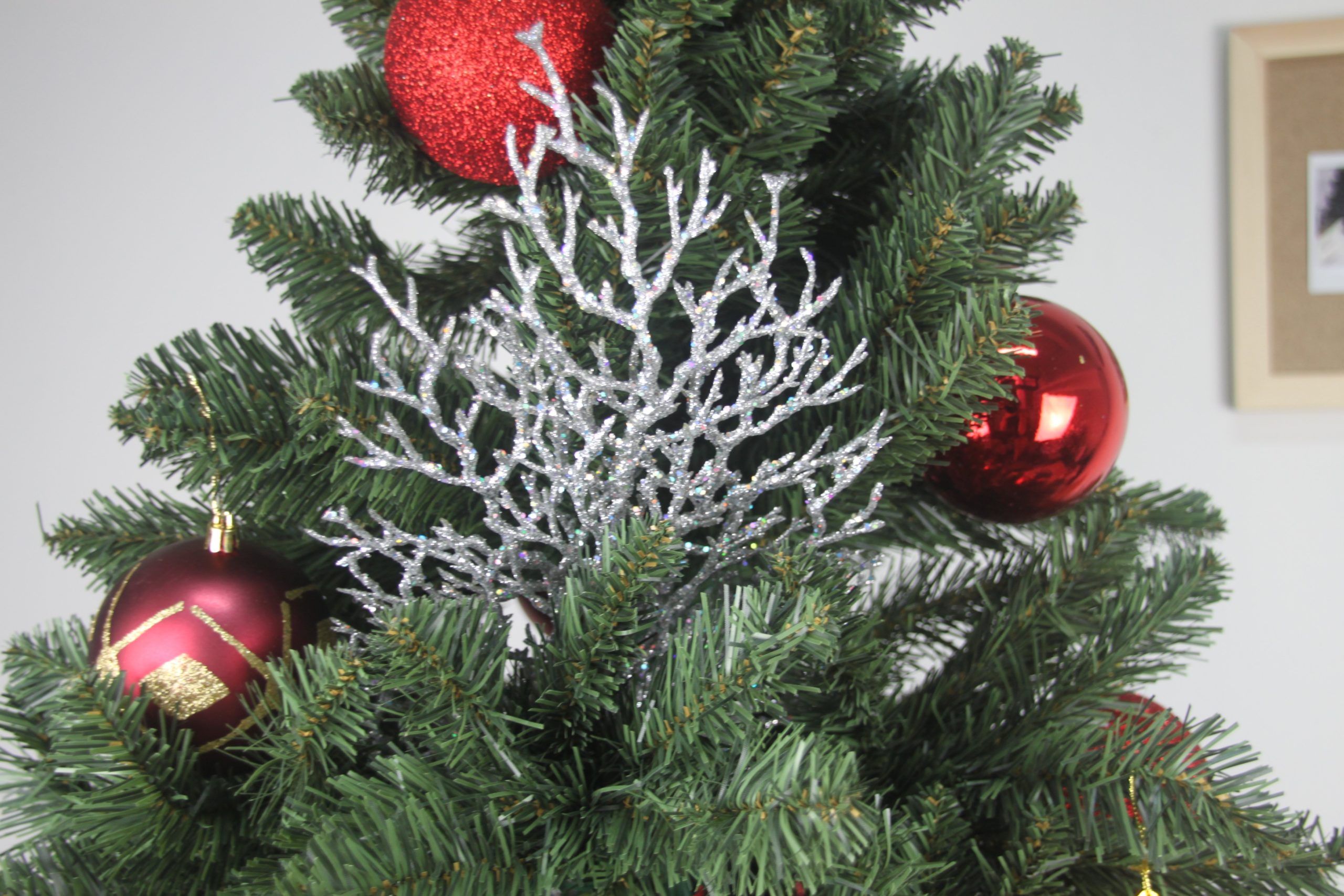 Silver Glittery Coral Spray Tree Picks – Christmas Tree Singapore by ...