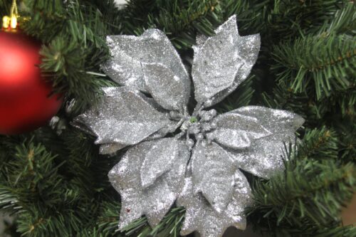 Silver Glittery Poinsettia - Masons Home Decor Singapore