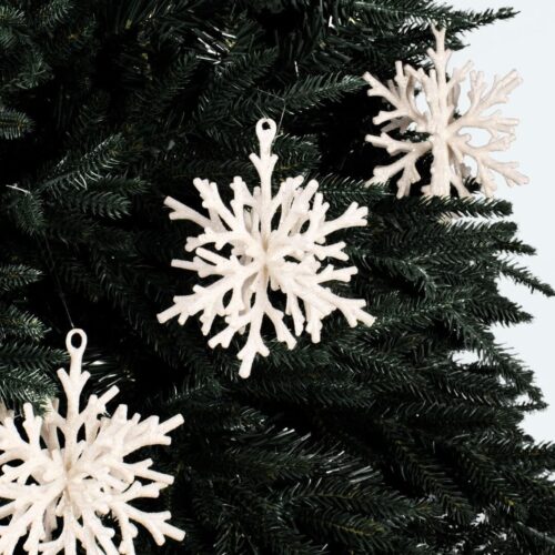 3D Snowflake Baubles - White