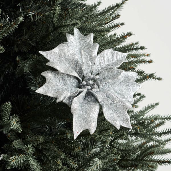 Glittery Poinsettia - Silver