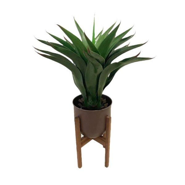 Artificial Agave Plant - Brown Metal Pot with Wooden Stand by masons home decor singapore