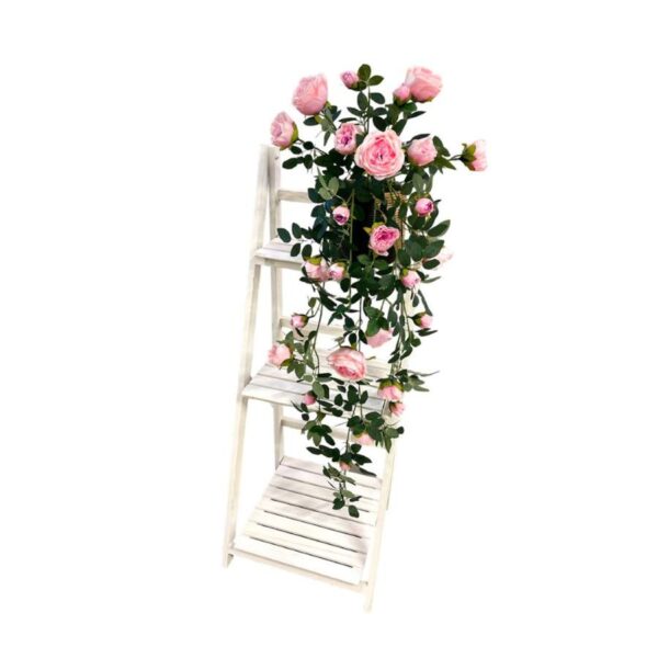 Artificial Cascading Rose Bush (with 3-Tier Stand) - Pink - Black and Brown Pot