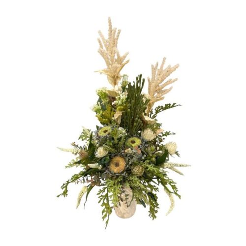 Artificial Dried-Look Pampas Arrangement - Off-White Ceramic Pot by masons home decor singapore