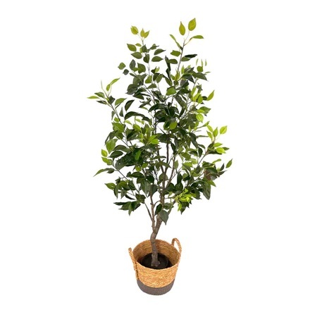 Artificial Ficus Tree - Brown and Grey Woven Basket by masons home decor singapore