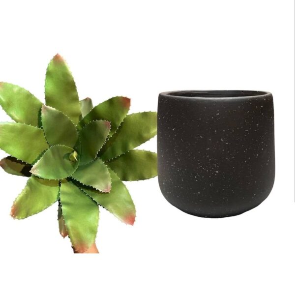 Artificial Green Bromelia - Black Pot 1 by masons home decor singapore