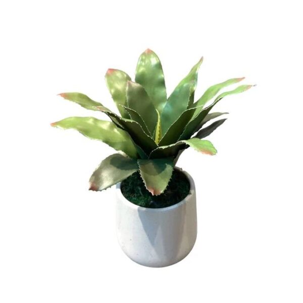 Artificial Green Bromelia - White Pot 2 by masons home decor singapore