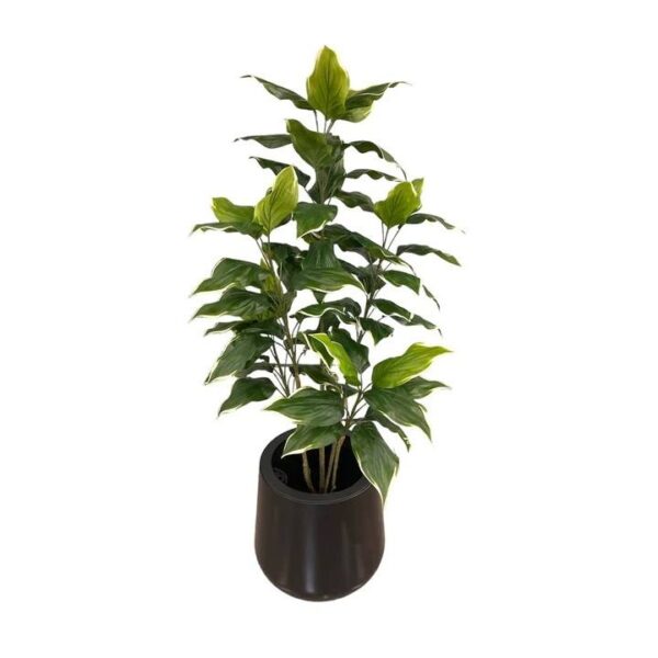 Artificial Hosta Plant - 1.2m - Black Smooth Plastic Pot with Black Stones by masons home decor singapore