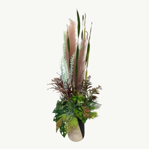 Artificial Pampas Arrangement - Black and Brown Design Vase by masons home decor singapore