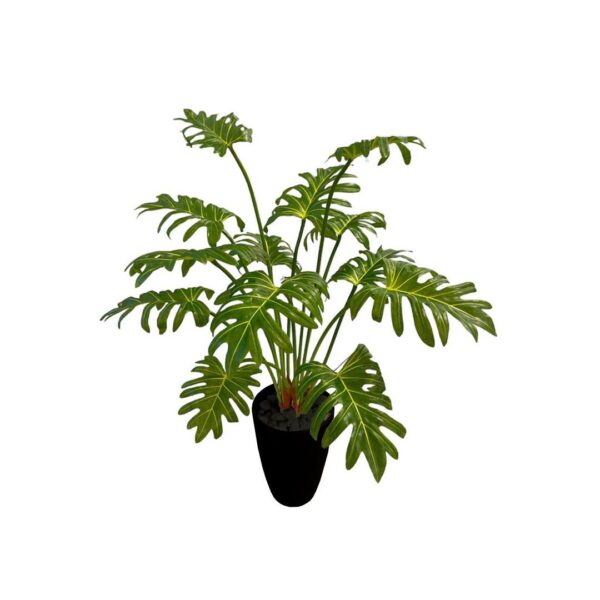 Artificial Philodendron - Black Melanie Pot with Black Stones 1 by masons home decor singapore