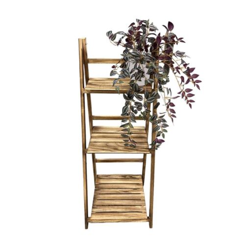 Artificial Purple Wandering Jew Bush (With Wooden Stand) - White Pot by masons home decor singapore