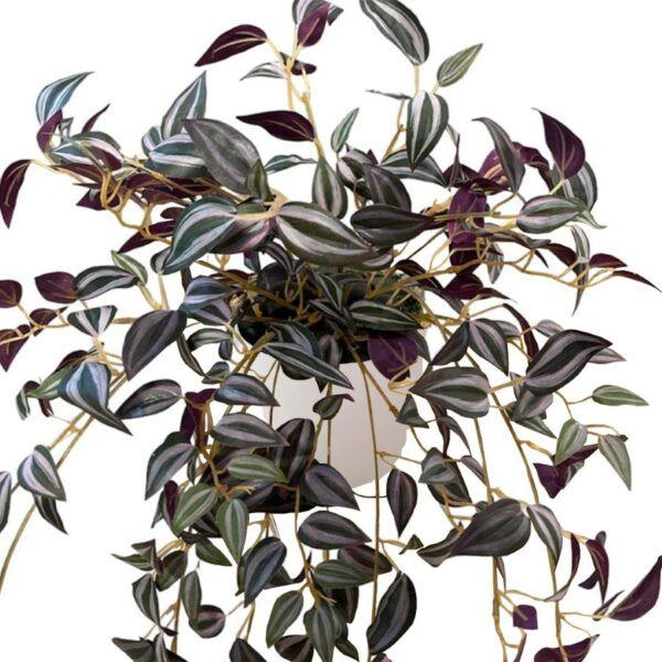 Artificial Purple Wandering Jew Bush - 0.3m - Pot White