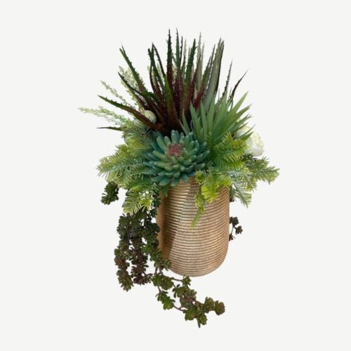 Artificial Succulent Arrangement - Brown and Gold Pot by masons home decor singapore